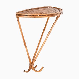 Mid-Century Wandregal oder Konsole aus Rattan & Bambus, Franco Albini zugeschrieben, Italien, 1960er