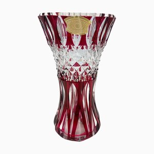 Red Cut-to Clear Crystal Vase by Val Saint-Lambert