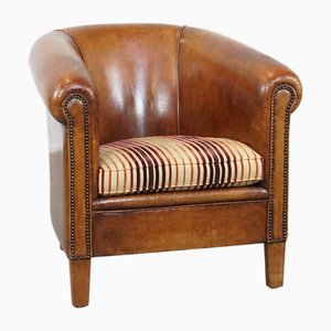 Cognac-Colored Sheep Leather Club Armchair