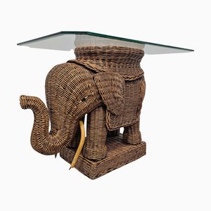 Tavolino Mid-Century moderno in vimini a forma di elefante, Italia, anni '60