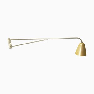 Lámpara de pared racionalista italiana de aluminio anodizado y latón niquelado, años 40
