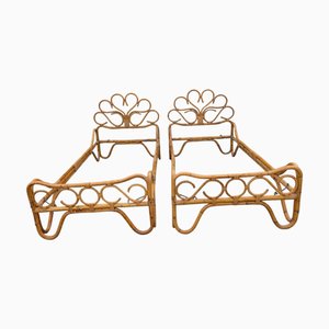 Letti singoli in legno di bambù, anni '60, set di 2
