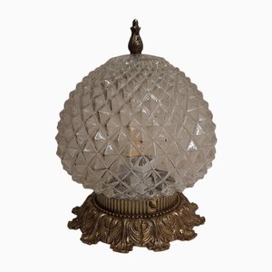 Vintage Metal and Spherical Glass Ceiling Lamp, 1980s