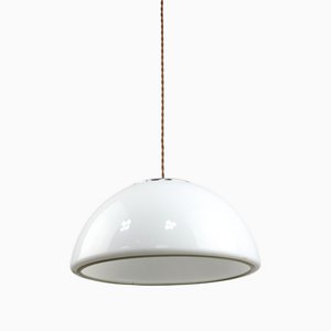 Lampada a sospensione Space Age bianca di Luigi Massoni per Guzzini, anni '60