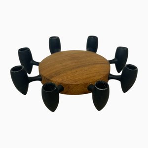 Dänischer Kerzenhalter aus Teakholz & Gusseisen von Digsmed, 1960er