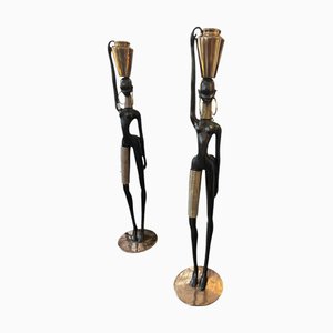 Large Brass Figures, 1950s, Set of 2