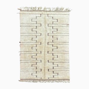 Modern White Moroccan Beni Ourain Wool Rug, 1990s