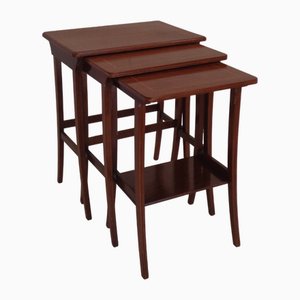 Edwardian Nesting Tables in Inlaid Mahogany, 1930s, Set of 3