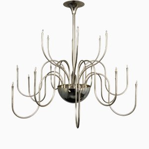 Chandelier Mesa 18 in Nickel-Plated Metal by Florian Schulz, Germany, 1980s