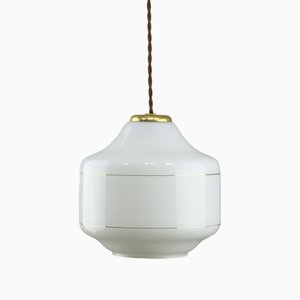 Mid-Century Italian Opaline and Brass Pendant Lamp