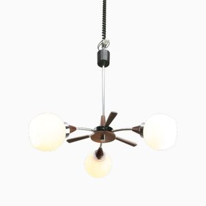 Mid-Century Modern Italian Chrome and Opaline Chandelier