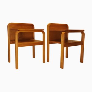 Finnish Bent Plywood and Birch Nightstands, 1980s, Set of 2