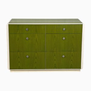 Vintage Chest of 6 Drawers in Beige Wood and Green Varnish, Norway, 1960s