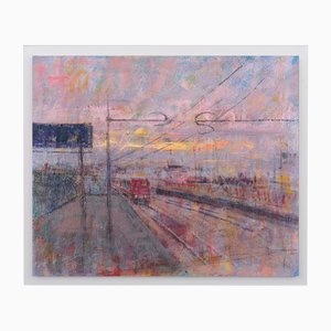 Renato Criscuolo, The Train Abstract Cityscape, Oil on Canvas, 2000s