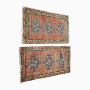 Turkish Hand-Knotted Wool Oushak Rugs, 1970s, Set of 2