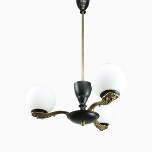 Französischer Art Deco Messing Kronleuchter, 1930