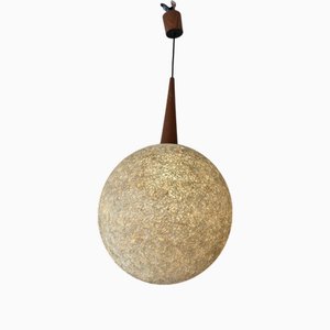 Large Ceiling Light in Resin and Teak, 1960s