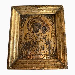 Hand-Painted Icon of the Madonna, Mid-19th Century