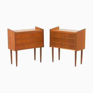 Dänische Teak Nachttische oder Kommoden, 1970er, 2er Set