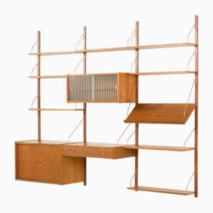 Scandinavian Teak Wall Unit with Desk by Preben Sorensen for PS Systems Randers, 1960s