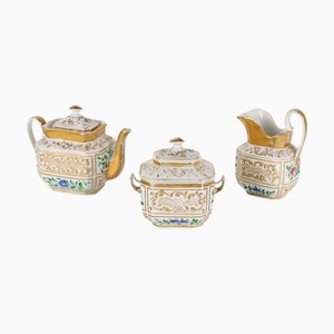 Antique Tea Set in White Porcelain, Europe, 19th Century, Set of 3