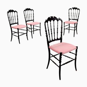 Vintage Chairs in Wood and Foam Velvet, 1950s