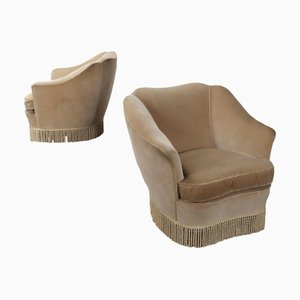 Set of Set of Vintage Armchairs in Foam and Velvet, 1950s