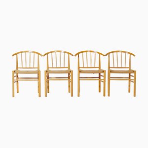 Danish J-151 Dining Chairs in Beech and Papercord by Erik Ole Jørgensen for FDB Møbler, 1960s, Set of 4