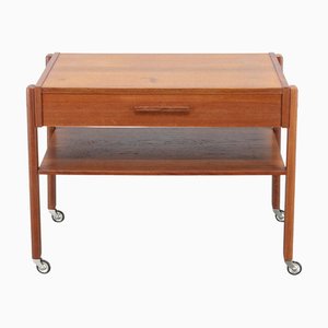 Danish Teak Sewing Cart or Side Table, 1960s
