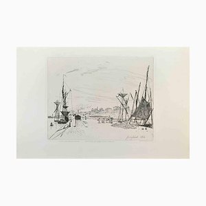 Johan Barthold Jongkind, Vue du Port au Chemin de Fer à Honfleur, Aguafuerte, década de 1870