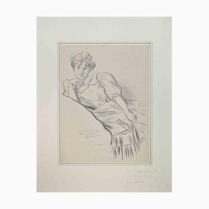 Pierre Georges Jeanniot, Woman, Pencil Drawing, Early 20th Century