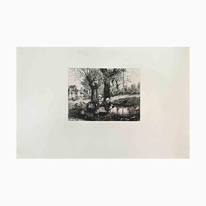 Maurice Matieu, La Fontain du Pasturian, Etching, 1870s