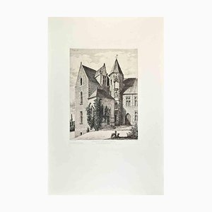 Armand Queyroy, Chateau du Clos lucé à Amboise, Etching, 1870s