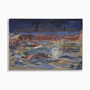 Eliane Diverly, Sea, Oil on Panel, Mid-20th Century