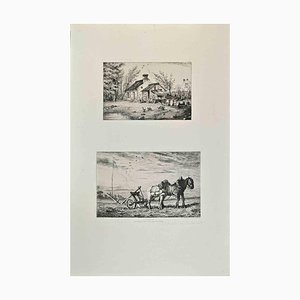 Charles Jaque, La Champagne, Etching, 1870s