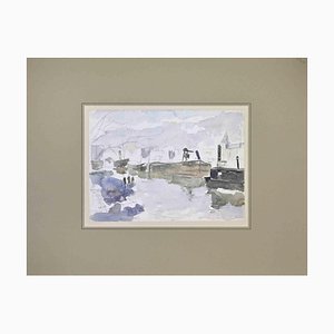 Eliane Diverly, Paesaggio, acquarello e matita, inizio XX secolo