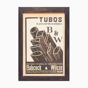 Black and White Graphic Poster, 1950s