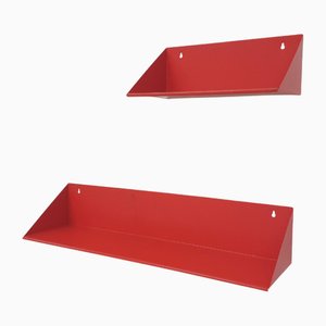Red ZT Wall Shelves by Constant Nieuwenhuijs for Asmeta, 1950s, Set of 2