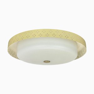 Glass and Metal Theatre Wall Light or Flush Mount in the style of Stilnovo, Italy, 1950s