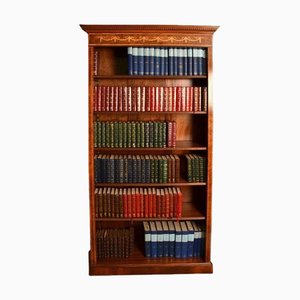 Sheraton Revival Burr Walnut Open Bookcase, 20th Century