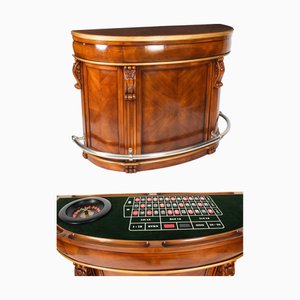 Walnut Cocktail Drinks Bar with Roulette and Craps Boards, 20th Century