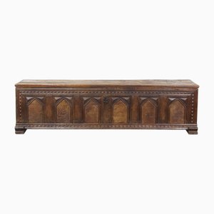 Banc Commode avec Sculptures sur Bois, 17ème Siècle