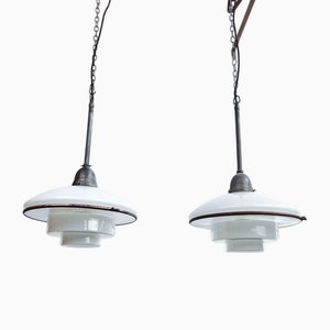 Lampada a sospensione P3 Megaphos Bauhaus di Otto Mueller per Sistrah, anni '20