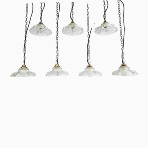 Art Deco Etched and Clear Pendant Lights, 1890s