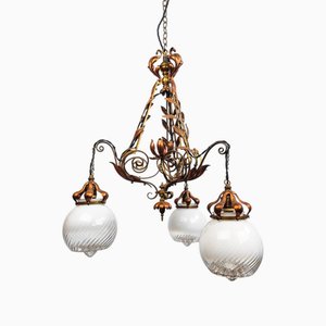 Lampadario botanico Art Nouveau, Regno Unito, fine XIX secolo