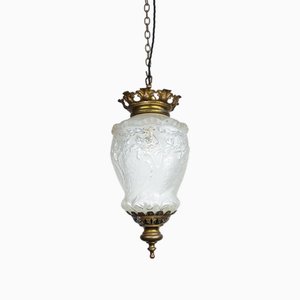 Große verzierte französische Flurlaterne mit Blumenmuster, 1890er