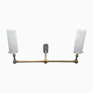 Antike französische Doppelwandleuchte mit Schirmen aus Muranoglas