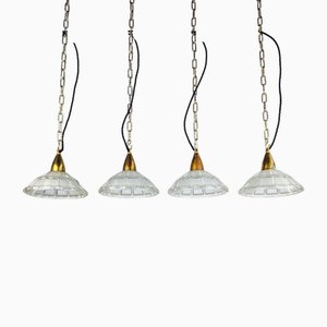 French Art Deco Etched Pendant Light, 1920s
