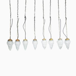 Französische Pate de Verre Hängelampen mit Traubenbündel, 1890er, 8 . Set
