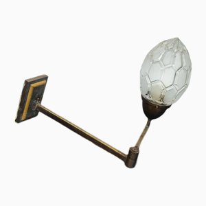 Dutch Hinged Brass Honey Comb Glass Wall Sconce, 1890s